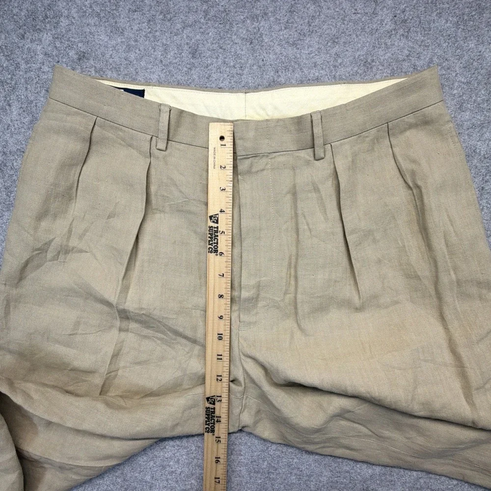 Vintage Polo Ralph Lauren Pants Mens 36x32 (Fits 35x32) Linen Double Pleated